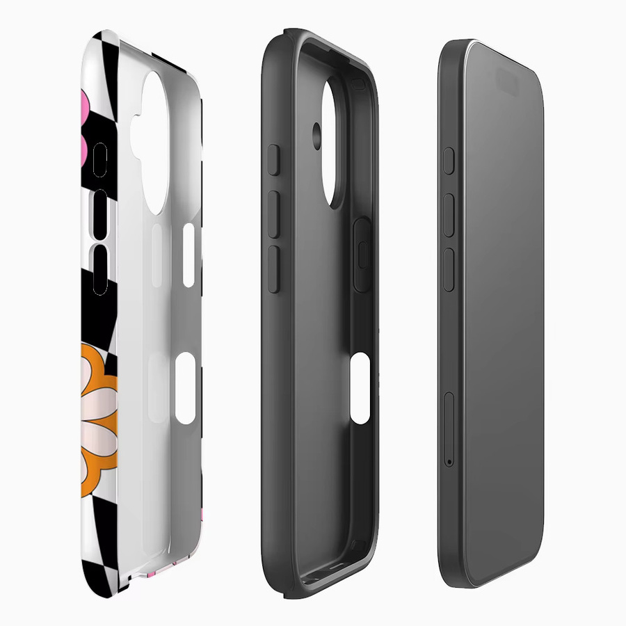 Schachbrettblumen Handyhülle für Apple iPhone 17 16 15 14 13 12 Pro Max Plus mit doppelschichtiger Rückseite in Multicolour - Bild 2
