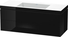 Duravit Waschtischunterschrank L-Cube c-bonded, Wandhängend, Schwarz Hochglanz, B/T: 120 x 48 cm - Bild 1