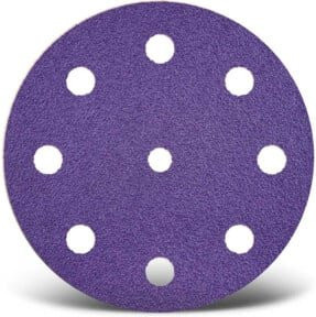 Menzer Klett-Schleifscheiben Set für Exzenterschleifer, Ø 125 mm, Körnung K60, 9-Loch, 50 Stück, lila - Bild 1