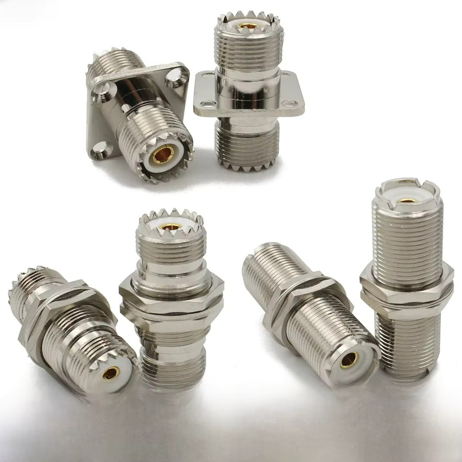 MEYNOOE UHF-Buchse auf UHF-Buchse Adapter für Panelmontage aus Messing und Kupfer in Silber - Bild 3