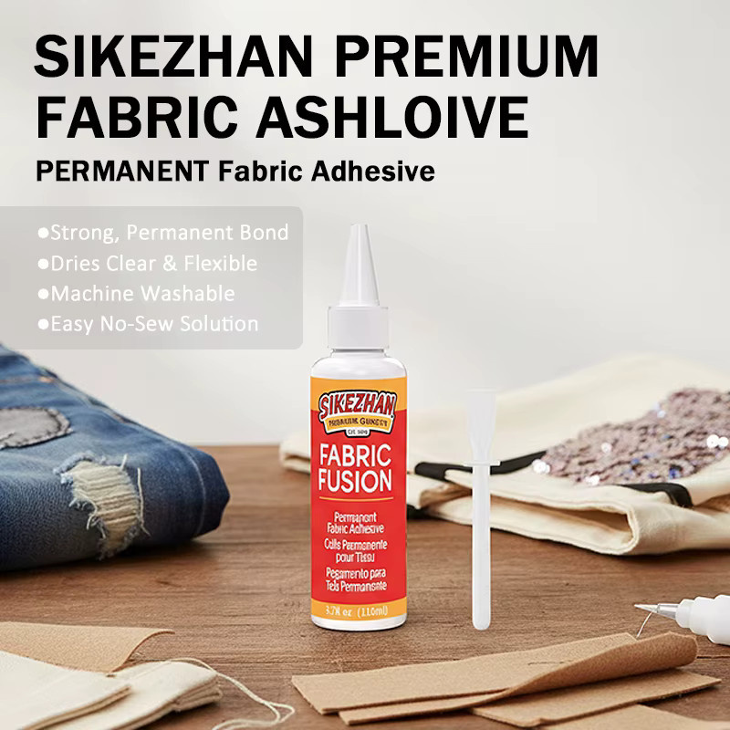 SIKEZHAN Stoffkleber Transparent, Schnelltrocknender Kleber für Denim, Leder und Baumwolle, 110ml/30ml - Bild 2