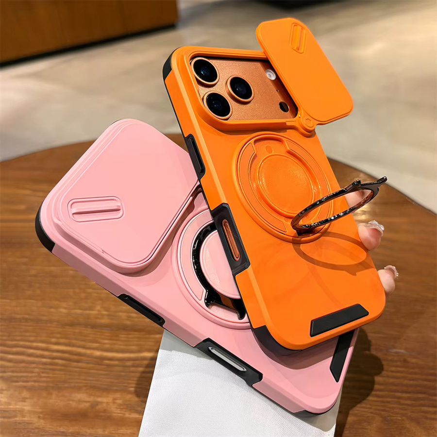 Vyimc Rotierbare Klapphülle mit Linsenschutz und Magnetständer für iPhone 17 und iPhone 18 Pro Max Air, Doppelschichtiger Panzer-Schutz, Verfügbar in Rot und Pink - Bild 3
