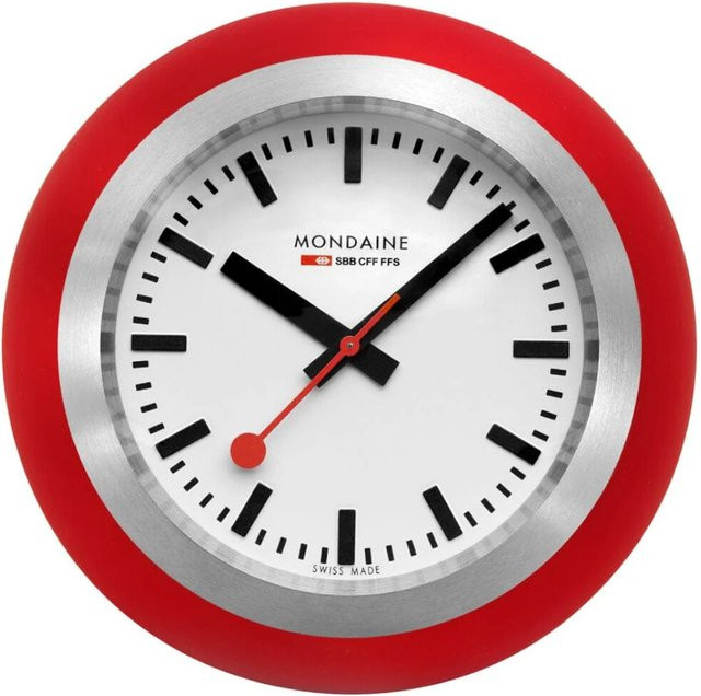 Mondaine A660.30335.16SBP Tischuhr in Rot und Weiß mit Quarzwerk und analogem Zifferblatt - Bild 1