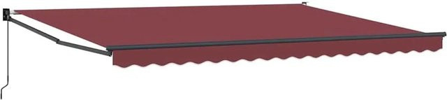 vidaXL Markise manuell mit Kurbel und Faltarmen aus Aluminium und Polyester, Weinrot, B: 450 cm, T: 300 cm - Bild 1