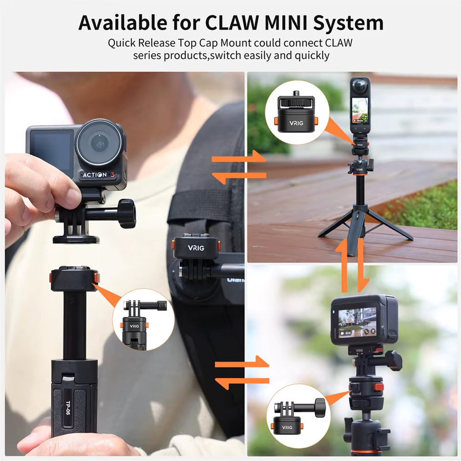 VRIG Claw Mini Schnellwechsel-System-Kit 1/4 Zoll Stativ-Basishalterung und Kamera-Adapter in Schwarz für Sony Canon Nikon DSLR-Kameras und Lichtstative - Bild 6