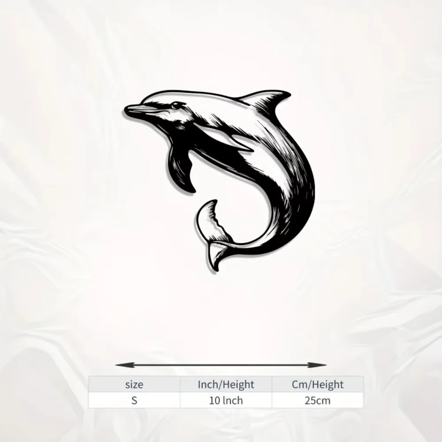 CIFBUY Metall Delfin Wandkunst Springende Delfin Skulptur als wetterfeste Ozean-Außendekoration für Garten Terrasse und Pool - Bild 3