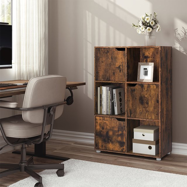WOLTU Bücherregal in Braun mit 6 Fächern als stehendes Regal im Industrial-Design für Wohnzimmer und Schlafzimmer - Bild 1