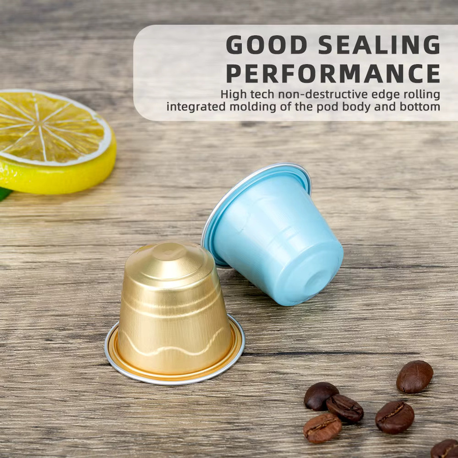 100 Stück leere Aluminiumfolienkapseln von dalinwell in Blau und Multicolour, wiederbefüllbare Kaffeepads kompatibel mit Nespresso Original Line Maschinen - Bild 3