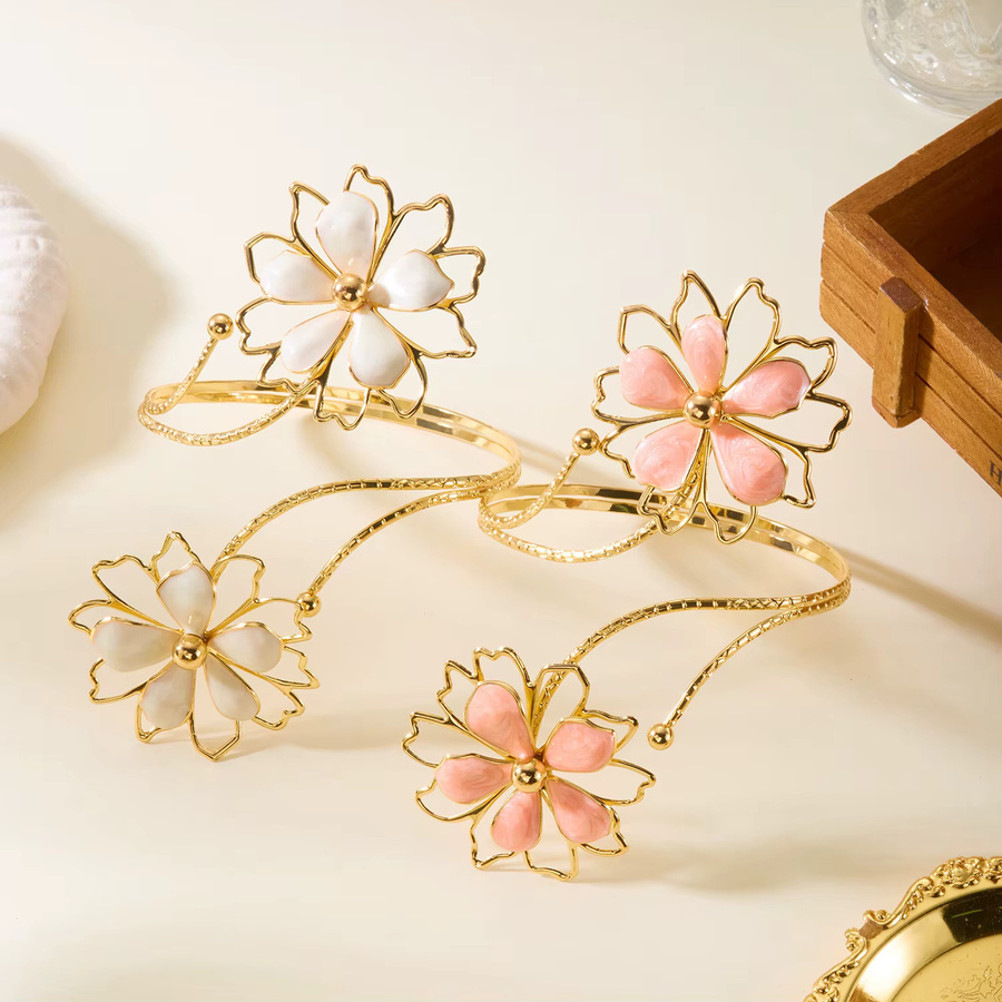 Rinhoo Armreif, Blume, Metall, Damen - Bild 2