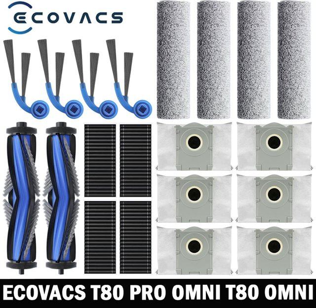 Ecovacs Zubehör-Set für T80 PRO OMNI und T80 OMNI Roboter-Staubsauger mit Hauptseitenbürsten, Mopptüchern, HEPA-Filtern und Staubbeuteln in Beige - Bild 1