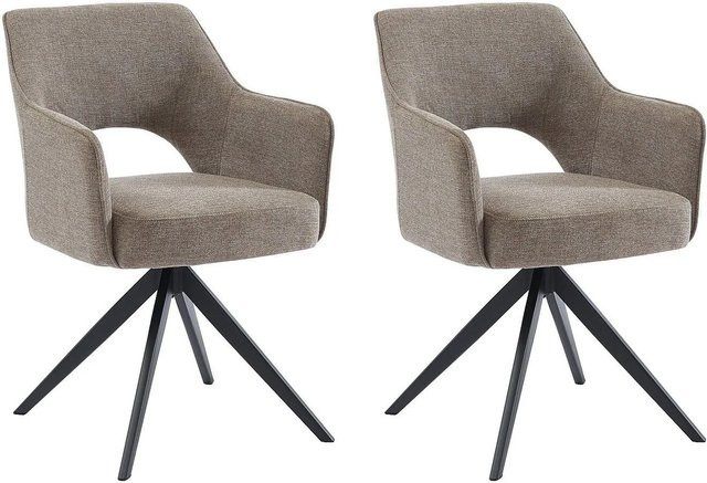 Vente-unique Drehstuhl Konya in Taupe mit Stoffbezug und Metallgestell - Bild 1