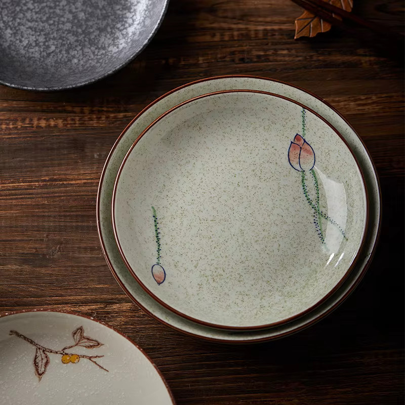 YWDL Japanischer Keramik-Teller mit floralem Design, handbemalt, Mehrfarbig, Durchmesser: 20,32 cm - Bild 4