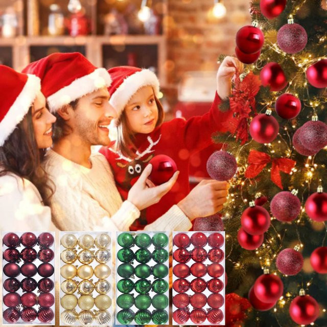 Alvparty Weihnachtskugeln Set aus Kunststoff, 36 Stück, Silber, Runde Weihnachtsbaumornamente für Weihnachten, Silvester und Partys - Bild 1