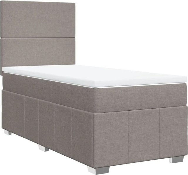 vidaXL Boxspringbett mit Matratze in Taupe, inklusive USB-Ladeport und Unterbettbeleuchtung, B/T: 90 x 200 cm - Bild 1