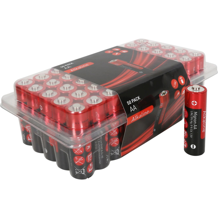 Alkaline Batterie-Pack LR06 AA in Rot, 50 Stück - Bild 2