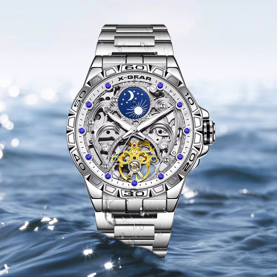 X-GEAR Armbanduhr Automatik, Edelstahl, Silber, Herren - Bild 6