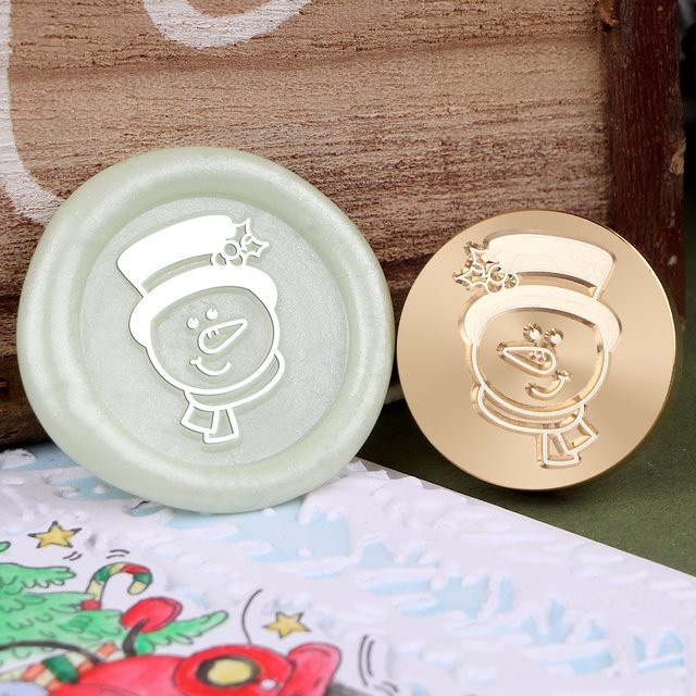 Wachsstempel aus Messing mit Retro-Weihnachtsmotiven Schneeflocke und Rentier in Gold für DIY Scrapbooking und Umschlagdekoration - Bild 1