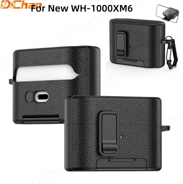 Sony WF-1000XM6 Bluetooth-Headset-Hülle mit Litschi-Muster und Handyhalter - Bild 1