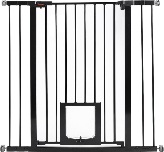 Babygitter für Türen und Treppen aus Metall in Schwarz mit Druckmontage ohne Bohren und automatischer Schließfunktion - Bild 1