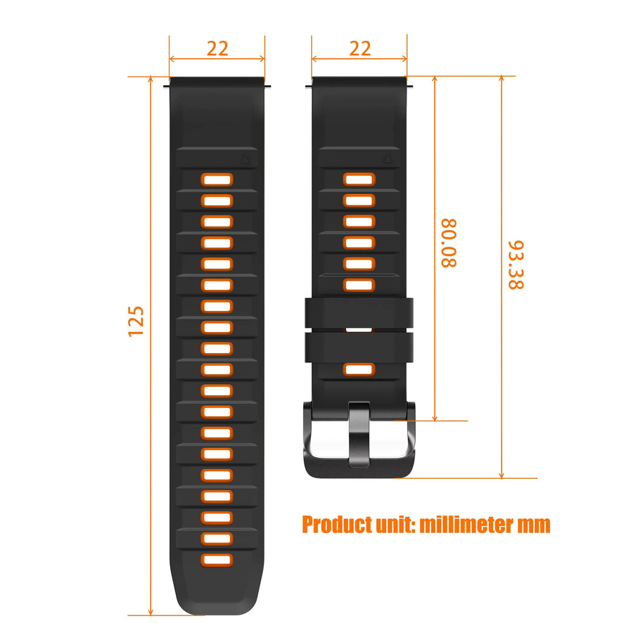 COROS Silikonarmband, 22 mm, Schwarz, Unisex - Bild 5