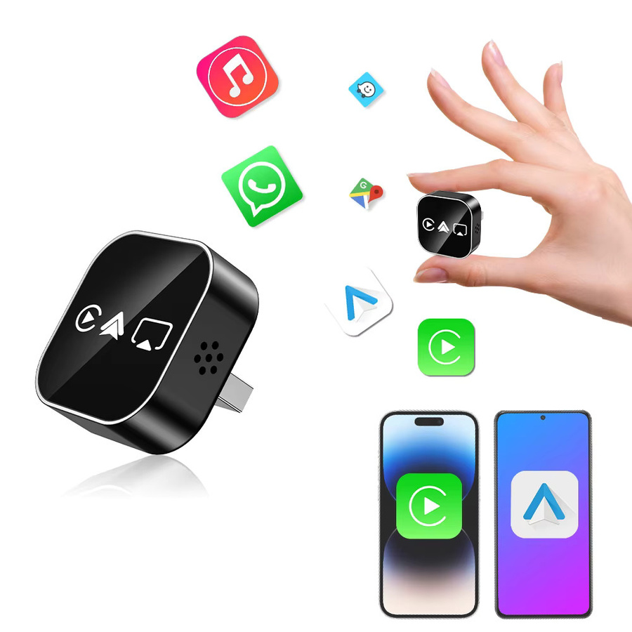 NUOYING 4-in-1 Wireless CarPlay und AirPlay Adapter mit AI Smart Car System in Schwarz und Silber - Bild 3