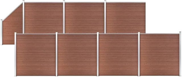vidaXL WPC Zaun-Set aus Aluminium in Braun mit 7 Quadraten und 1 Schräge, B/H: 1311 x 186 cm - Bild 1