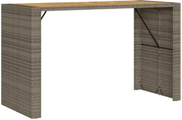 vidaXL Garten-Bartisch aus Polyrattan und Akazienholz in Grau, B/T/H: 185 x 80 x 110 cm - Bild 1