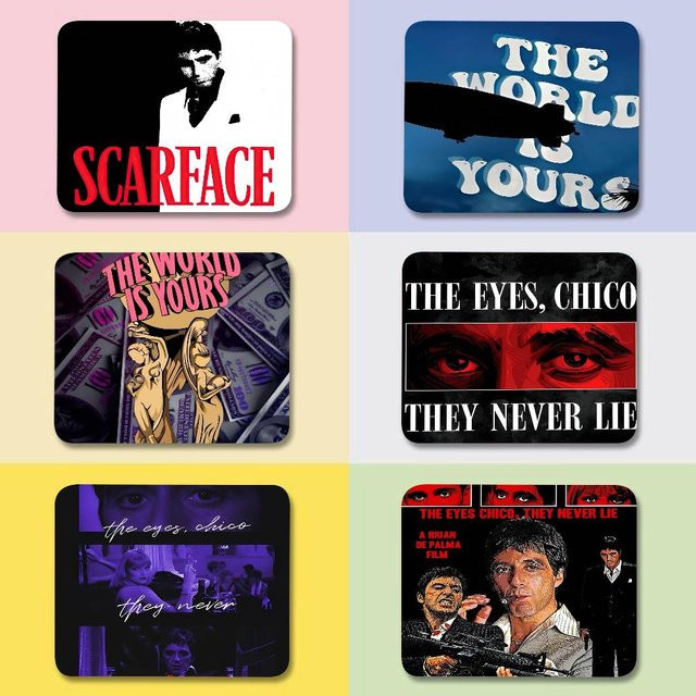 Classic Movie Scarface Mini-Mauspad in Multicolour mit genähtem Rand und rutschfester Gummibasis - Bild 1
