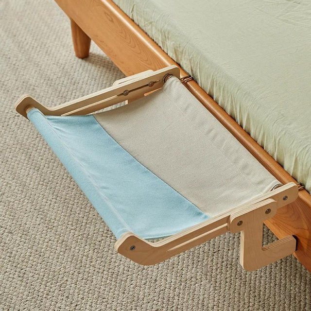 Yiran Furniture Katzenhängematte aus Holz in Blau zum Aufhängen am Fenster mit verstellbaren Beinen - Bild 1