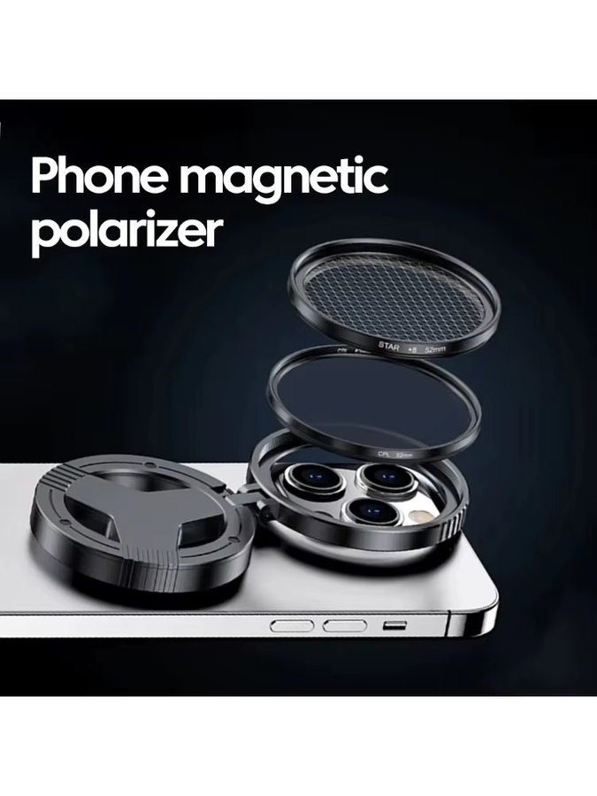 VIKEFON Universeller 52mm CPL Polarisationsfilter Clip-On für iPhone und Android, Schwarz - Bild 5