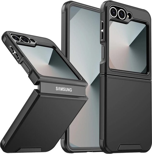 Stoßfeste matte kabellose Ladehülle für Samsung Galaxy Z Flip 7 6 5 4 5G in Schwarz - Bild 1