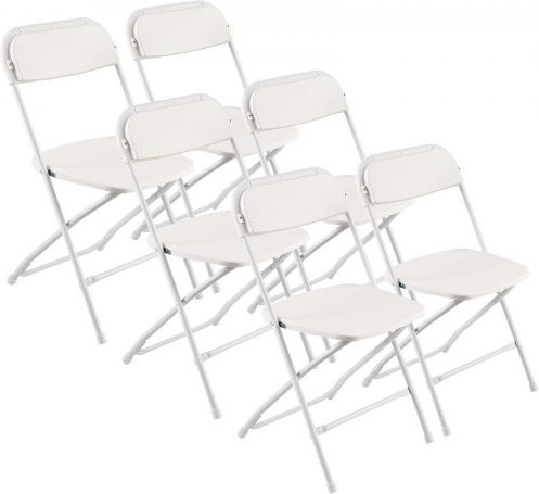 VEVOR 6er Set Klappstühle aus Kunststoff mit robustem Metallrahmen, stapelbare Faltstühle in Weiß für Garten, Party und Events - Bild 1