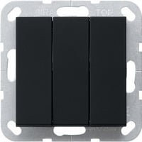 GIRA Wippschalter dreifach Schwarz 10 A 250 V Universal-Aus-Wechselschalter mit Schraubklemmen aus thermoplastischem Kunststoff - Bild 1