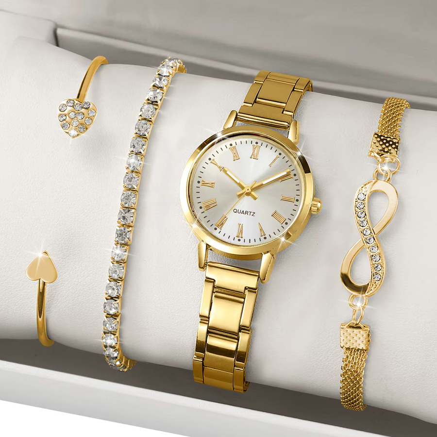 Armbanduhr Set, Quarz, Messing, Diamant, Silber, Damen - Bild 3