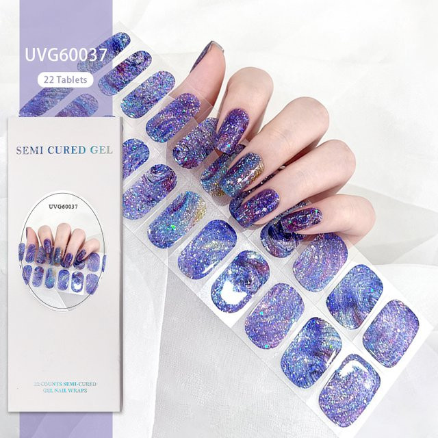 22tips Semi Cured Gel Design Aurora Nagel Dekoration, Schimmernd - Bild 1