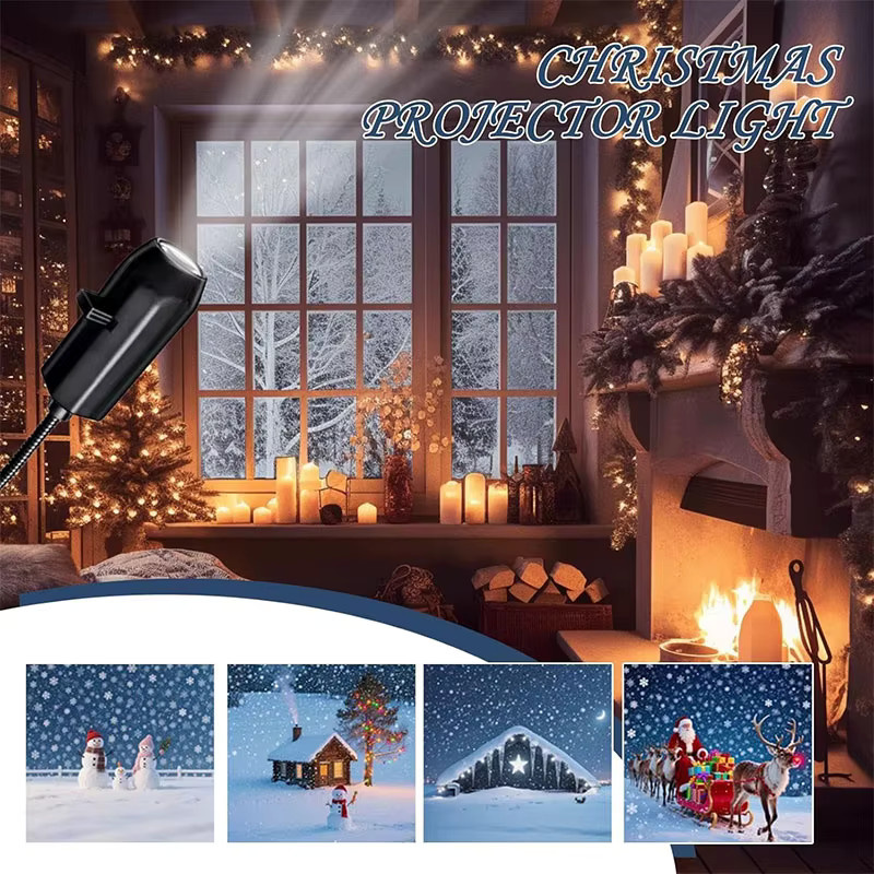 VENUSWING Weihnachts-USB-Projektorlicht mit Schneemann-Motiv, 360-Grad-LED-Nachtlicht mit drehbarem Musterdesign - Bild 2