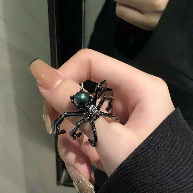 KaiTingu Jewelry Ring, Spinne, Punk, Zinklegierung, Schwarz, Damen - Bild 1
