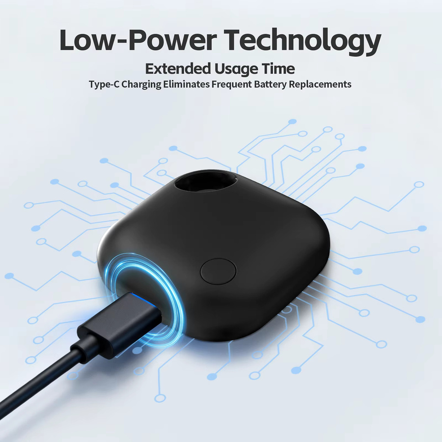 USB-wiederaufladbarer Anti-Verlust-Tracker in Schwarz, kompatibel mit der Google Find My Device App für Schlüssel, Geldbörsen und Gepäck - Bild 7
