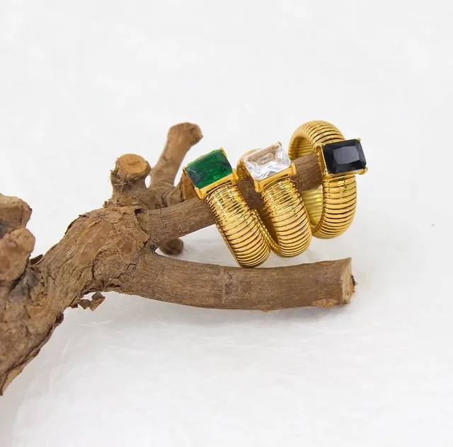 amofa Ring, Kristall, bunt, 18 Karat vergoldet, Damen - Bild 1