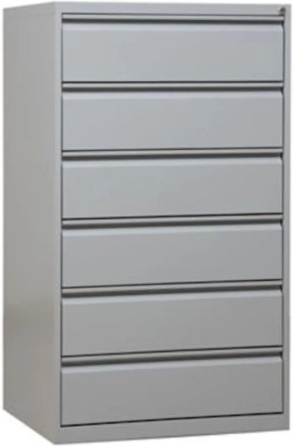 PROREGAL Karteischrank Mare mit 6 Schubladen aus Metall in Grau, H x B x T: 132 x 76 x 62 cm - Bild 1