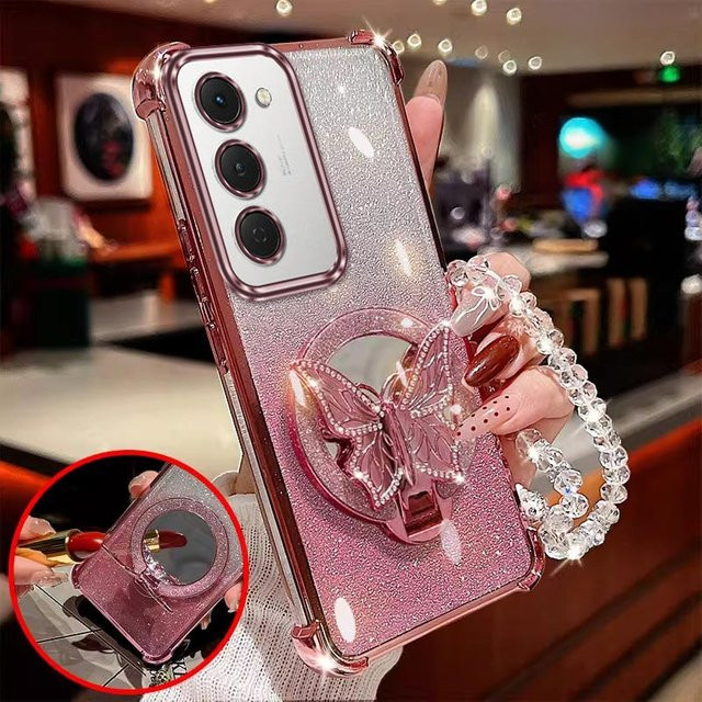 Schmetterlings Design Handyhülle mit Lanyard für TECNO Spark 40 Pro, 40, 40C, 40 Pro Plus und 20 Pro in Pink - Bild 1