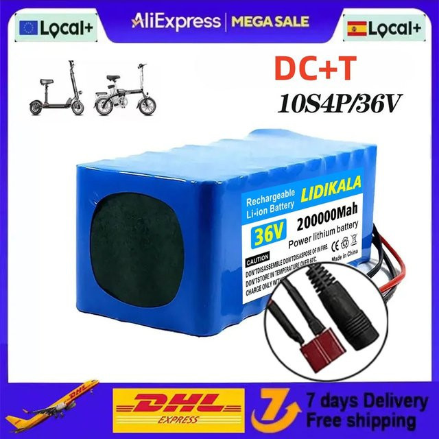 10S4P Lithium-Ionen-Akku für Elektroroller, 36V 200Ah, 200000mAh, 18650 Batteriepack in Blau - Bild 1