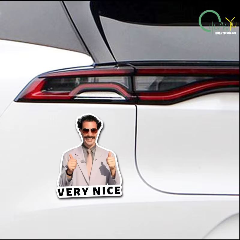 Borat Lustige Cartoon Aufkleber Mehrfarbig für Stoßstangen, Wasserflaschen und Gepäck B: 11,8 cm, H: 11,8 cm, T: 11,8 cm - Bild 3
