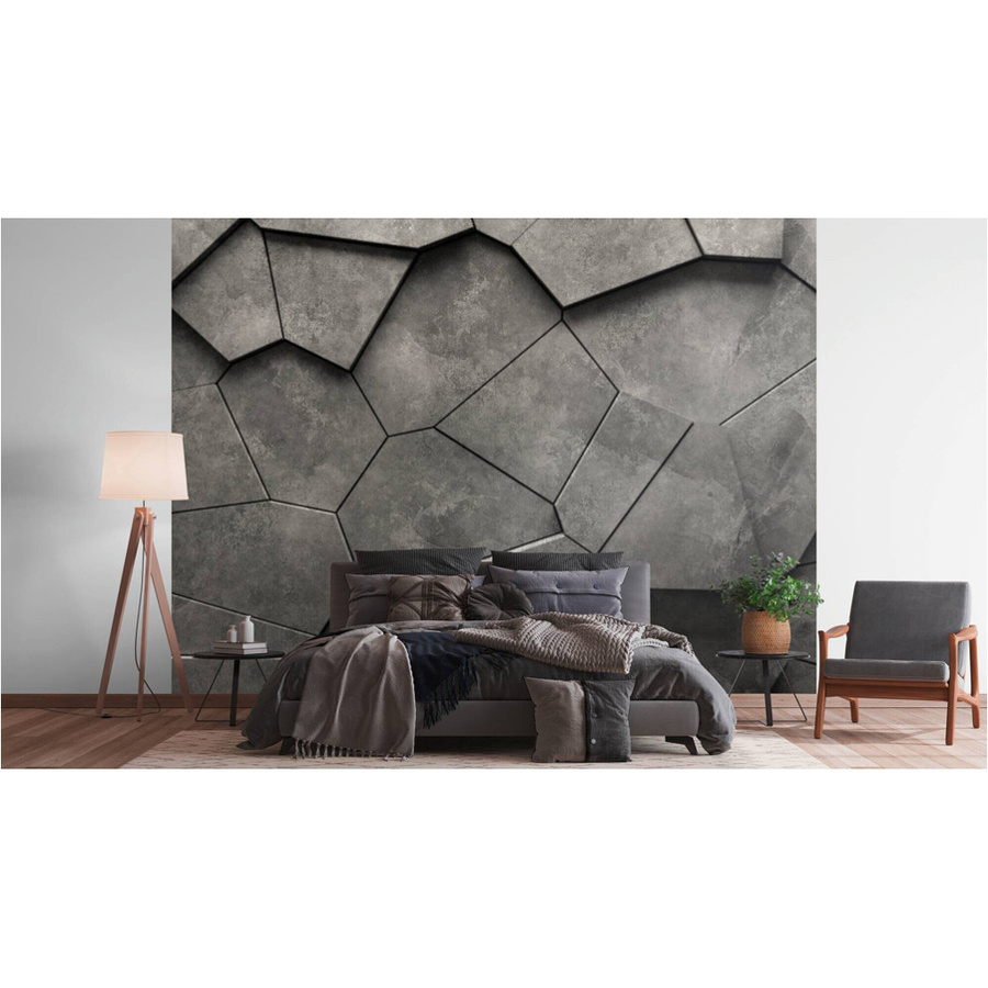 Livingwalls Fototapete in 3D-Optik mit geometrischem Design, Farbe: Anthrazit, Grau, Schwarz, B/H: 280 x 371 cm - Bild 2