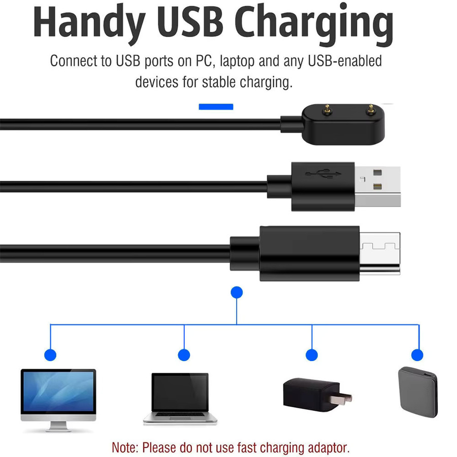 USB Typ-C Ladegerät für Huawei Watch Fit 3 und Galaxy Fit 3, Ladekabel Adapter in Schwarz - Bild 4