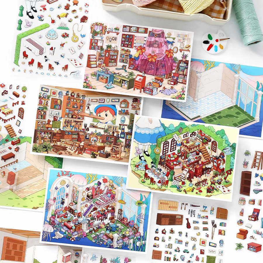 JIANQI Kawaii Innenszene 3D DIY Landschaft Aufkleber, Bunt / Mehrfarbig - Bild 2