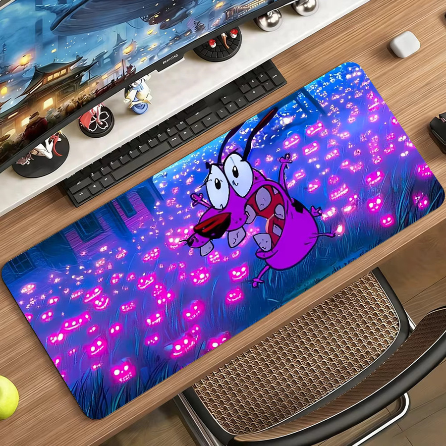 C-Courage C-Cowardly D-Dog Mauspad in Multicolour, rutschfeste Schreibtischunterlage aus Gummi für PC und Laptop - Bild 3