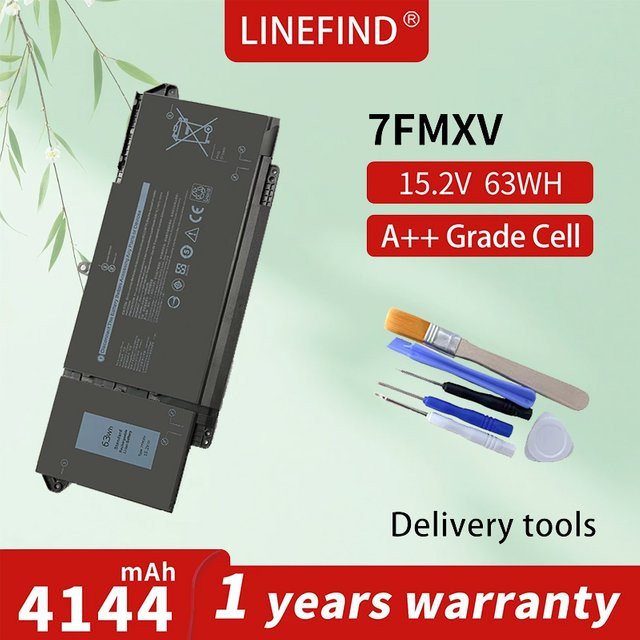 LINEFIND Laptop-Akku 63Wh Schwarz für Dell Latitude 5320 7320 7420 7520 und 2-in-1 Serien - Bild 1