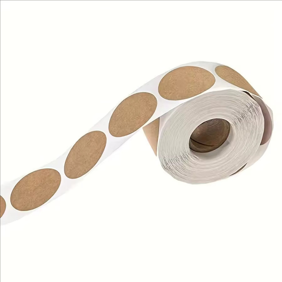 500 Stück Runde Kraftpapier-Aufkleber in Braun, Selbstklebende Namensetiketten zur Personalisierung - Bild 2
