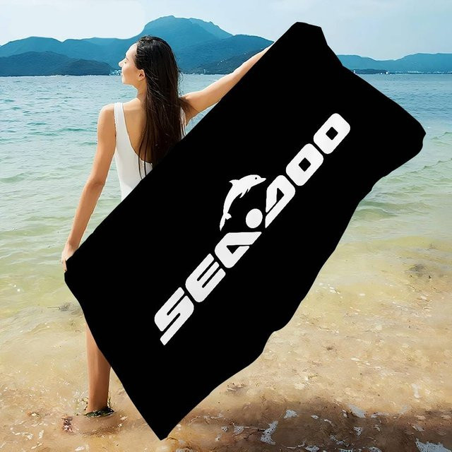 Potdemiel Mikrofaser Strandtuch für Damen und Herren, schnelltrocknendes Handtuch in Schwarz - Bild 1